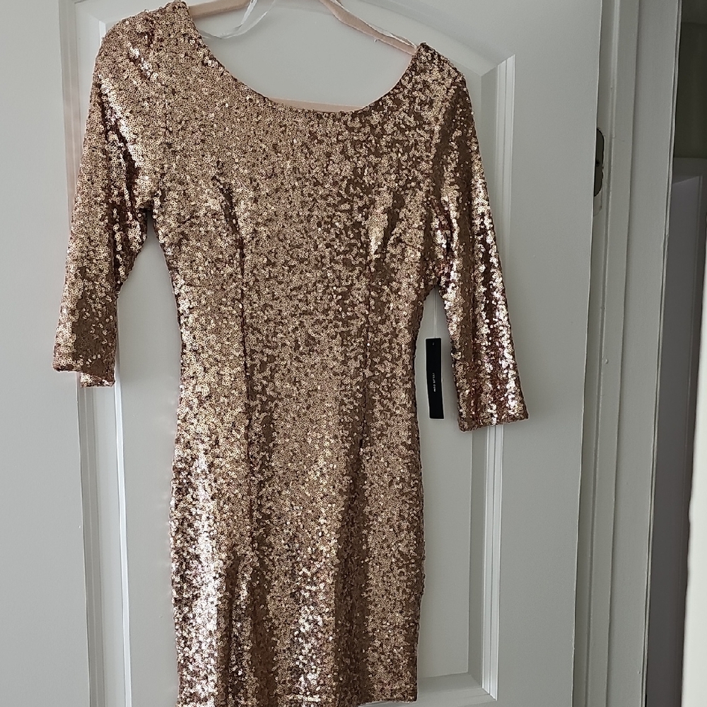Lulu's Shimmering Gold Sequin Mini Dress
